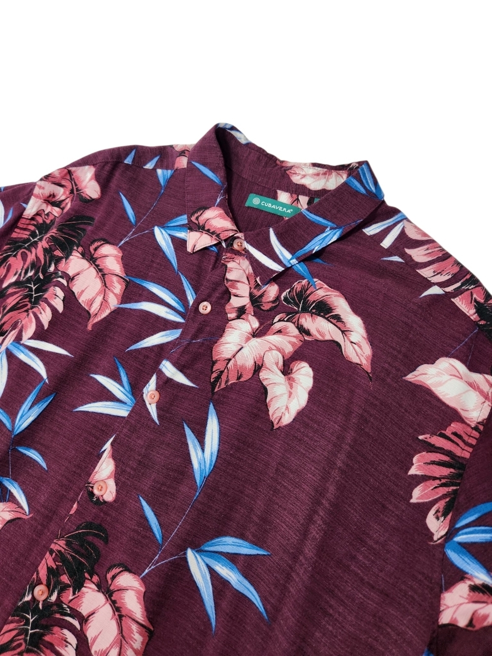 Cubavera Tropical Floral Camp Shirt XXL Purple Pink Blue Flowy Viscose Hawaiian - Picture 5 of 11